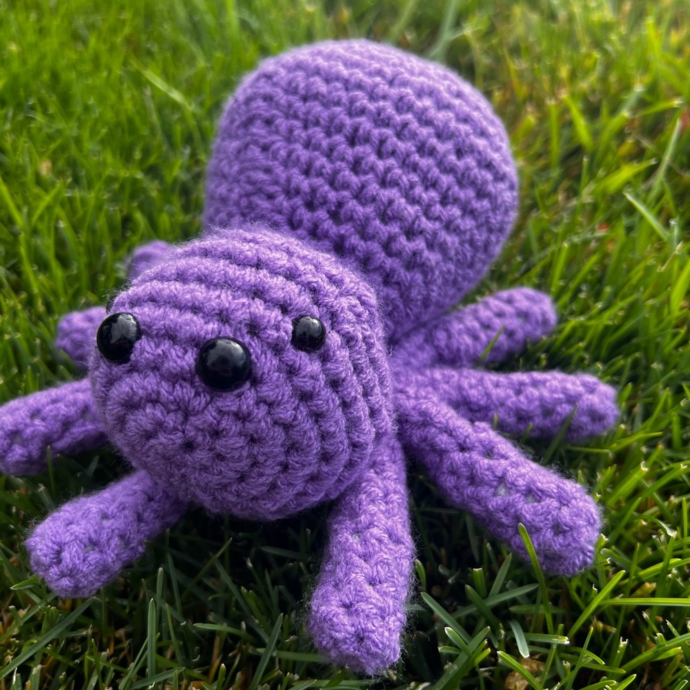 Hand Crocheted Lucas the Purple Little Spider Stuffed Animal Halloween Decor! - Picture 9 of 10